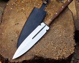Handmade Spear Sword | Carbon Steel LARP Hunting Spear | Rose Wood Handle | Custom Tribal Spear Replica | Historical Display & Collectable