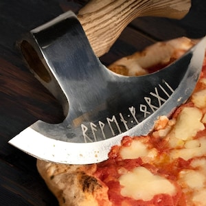 Pizza Axe, Viking Axe, Pizza Cutter, Handmade Viking Style Axe, Kitchen Axe, Birthday Gift for Him, Anniversary Gift for Men, Viking Gifts, Rustic Pizza Cutter, Carbon Steel Axe, Ash Wood Handle Axe, Unique Pizza Cutter, Custom Viking Axe,