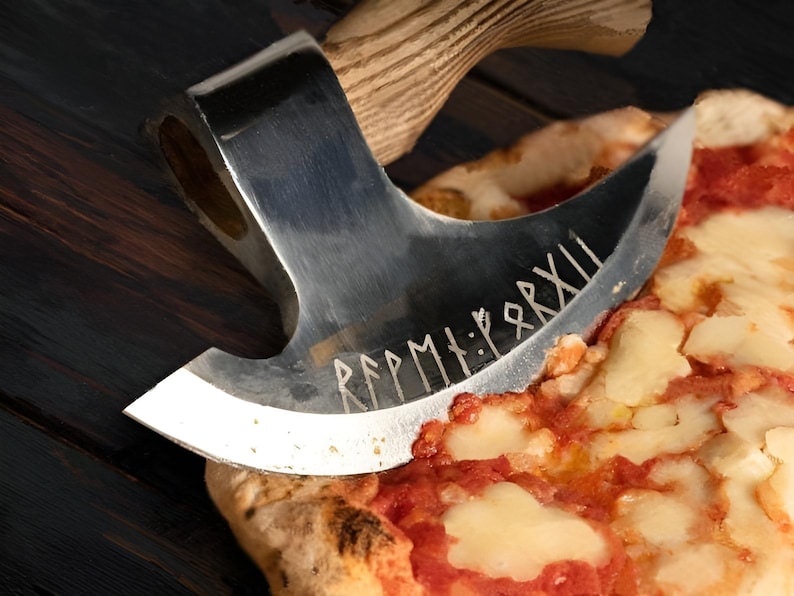 Pizza Axe, Viking Axe, Pizza Cutter, Handmade Viking Style Axe, Kitchen Axe, Birthday Gift for Him, Anniversary Gift for Men, Viking Gifts, Rustic Pizza Cutter, Carbon Steel Axe, Ash Wood Handle Axe, Unique Pizza Cutter, Custom Viking Axe,