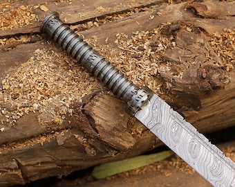 Full-Damascus Sword | Medieval Sword | Handmade Viking Sword | Full-Tang Real Sword | 36" Custom Sword  | Groomsmen Gift | Gift for Him