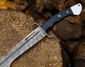 Hand Forged Damascus Steel Sword | Real Cutlass Medieval Longsword | Custom Viking Blade for Cosplay, Gift & Display