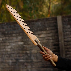 Wooden Buster Sword Replica | Real Ash Wood Knight Sword | Handcrafted Medieval Training Longsword for Kids & Cosplay