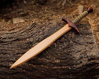 Handmade Wooden Sword | Medieval LARP Sword | Engraved Training Prop Sword for Cosplay & Gift
