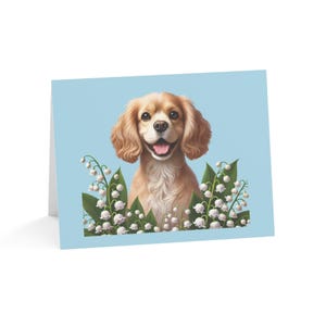 Juego de 10 tarjetas de felicitación con diseño de perro Cocker Spaniel personalizado de primavera: ideal para amantes de las mascotas, ocasiones especiales, deseos de cumpleaños y agradecimientos.