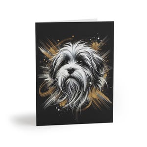 Lot de 8 cartes de voeux artistiques chien bichon havanais, sentiment personnalisable pour animal de compagnie, anniversaire d'un amoureux des chiens, beau, notes de remerciement, sympathie, vacances