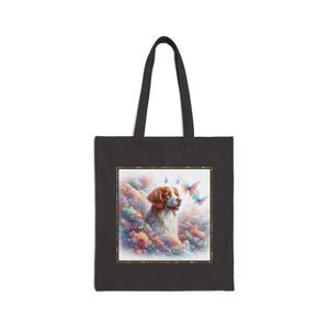 Brittany Dog Baumwollsegeltuch 15 "x 16"Einkaufstasche mit 20" Griffen - Perfekt für den täglichen Gebrauch und alle Gelegenheiten - Einzigartige, geschätzte Geschenkoption