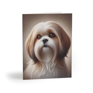 Ensemble de 8 cartes de voeux élégants et uniques de portraits de chien Shih Tzu - parfait amoureux des animaux de compagnie, anniversaires, remerciements, vacances, options personnalisables