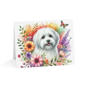 Havanezer aangepaste bloemkunst hond ontwerp set van 10 wenskaarten-uniek leuk geweldig voor dierenliefhebber, speciale gelegenheden, verjaardagswensen, bedankt