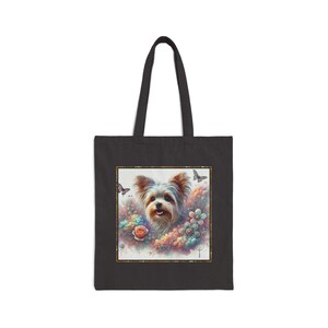 Yorkshire Terrier Hund Baumwollleinwand 15 "x 16"Einkaufstasche mit 20" Griffen - Perfekt für den täglichen Gebrauch Alle Anlässe - Einzigartige geschätzte Geschenkoption