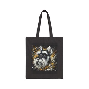Schnauzer Hund Baumwollleinwand 15 "x 16"Einkaufstasche mit 20" Griffen - Perfekt für den täglichen Gebrauch und alle Gelegenheiten - Einzigartige geschätzte Geschenkoption