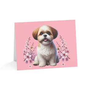 Ensemble de 10 cartes de voeux pour chien shih tzu printanier personnalisées, amusantes et uniques, idéales pour les amoureux des animaux de compagnie, occasions spéciales, souhaits d'anniversaire, merci