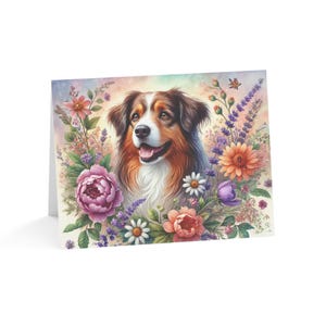 Australian Shepherd Custom Flower Art Dog Design Set van 10 wenskaarten-geweldig voor dierenliefhebbers, speciale gelegenheden, verjaardagswensen, bedankt