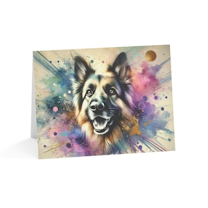 Juego de 10 tarjetas de felicitación con diseño de pastor alemán personalizado, ideal para amantes de las mascotas, ocasiones especiales, deseos de cumpleaños y agradecimientos.