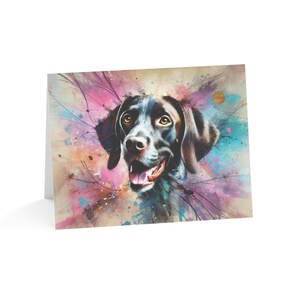 Deutscher Kurzhaariger Pointer Custom Splash Art Hundedesign-Set mit 10 Grußkarten-Ideal für Tierliebhaber, besondere Anlässe, Geburtstagswünsche