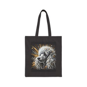 Pudel Hund Baumwolle Leinwand 15 "x 16"Einkaufstasche mit 20" Griffen - Perfekt für den täglichen Gebrauch und alle Gelegenheiten - Einzigartige geschätzte Geschenkoption