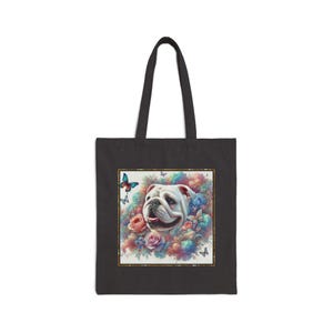 Bulldogge Baumwollsegeltuch 15 "x 16"Einkaufstasche mit 20" Griffen - Perfekt für den täglichen Gebrauch und alle Gelegenheiten - Einzigartige geschätzte Geschenkoption