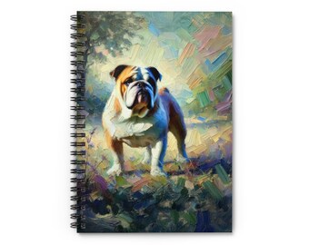 Bulldog Impressionist Spiral Notebook - Perfect for Pet Lovers, Journal, Dog Owners, Gifts, Nature Enthusiasts, Cute Stationery, Elegant Fun