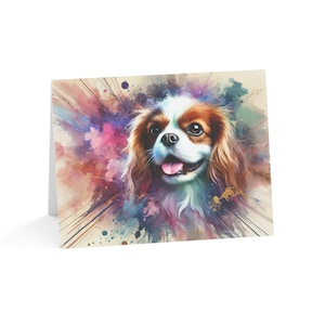 Cavalier King Charles Spaniel Custom Splash Art Hundedesign Set mit 10 Grußkarten-Ideal für Tierliebhaber, besondere Anlässe, Geburtstagswünsche