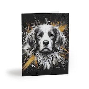 Lot de 8 cartes de voeux artistiques chien breton, beau sentiment personnalisable pour animal de compagnie, anniversaire d'un amoureux des chiens, notes de remerciement, sympathie, vacances
