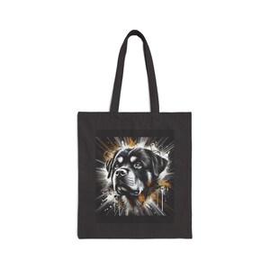 Rottweiler Hund Baumwollleinwand 15 "x 16"Einkaufstasche mit 20" Griffen - Perfekt für den täglichen Gebrauch und alle Gelegenheiten - Einzigartige geschätzte Geschenkoption