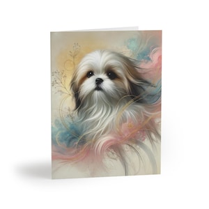 Beau lot de 8 cartes de voeux personnalisées Shih Tzu pour amoureux des chiens - Cadeau parfait pour les amoureux des animaux de compagnie, cartes d'anniversaire, mots de remerciement, toutes les occasions