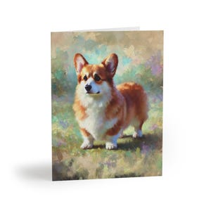 Corgis Whimsical Schöner Hund Grußkarten Set von 8 - Perfekt für Hundeliebhaber, Haustier-Geburtstage, Dankesnotizen, Kunstliebhaber, alle Gelegenheiten