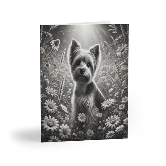 12 Grußkarten Mit Yorkshire Terrier Motiv – 15,2 X 15,2 Cm, Blanko Innen, Inkl. Umschläge