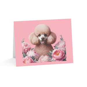 Juego de 10 tarjetas de felicitación con diseño de caniche personalizado de primavera: divertidas y únicas, ideales para amantes de las mascotas, ocasiones especiales, deseos de cumpleaños y agradecimientos.