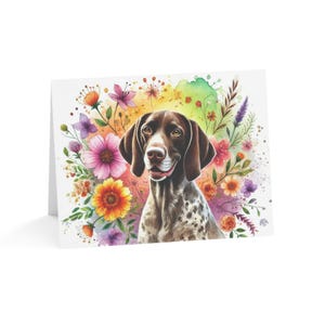 Kortharige Duitse staande hond aangepaste bloemkunst hond ontwerp set van 10 wenskaarten-geweldig voor dierenliefhebbers, speciale gelegenheden, verjaardagswensen