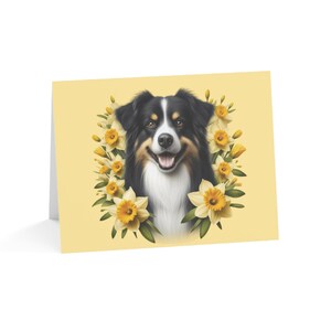 Juego de 10 tarjetas de felicitación con diseño de perro pastor australiano, ideal para amantes de las mascotas, ocasiones especiales, deseos de cumpleaños y agradecimientos.