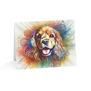 Juego de 10 tarjetas de felicitación artísticas personalizadas de Cocker Spaniel: elegantes, perfectas para amantes de las mascotas, ocasiones especiales, deseos de cumpleaños y agradecimientos.