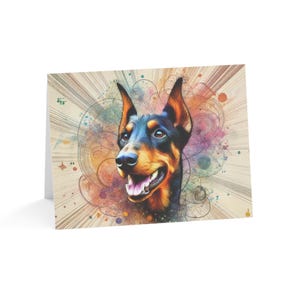 Juego de 10 tarjetas de felicitación artísticas personalizadas de Doberman Pinscher: elegantes, perfectas para amantes de las mascotas, ocasiones especiales, deseos de cumpleaños y agradecimientos.