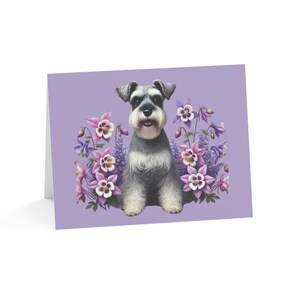 Juego de 10 tarjetas de felicitación con diseño de perro Schnauzer personalizado de primavera: diversión única, ideal para amantes de las mascotas, ocasiones especiales, deseos de cumpleaños y agradecimientos.