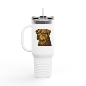 Rottweiler Dog 40oz Insulated Travel Tumbler for Pet Enthusiast - eight color choice, Unique Pet Drinkware Gift, Stylish Cup, Dog Lover Gift