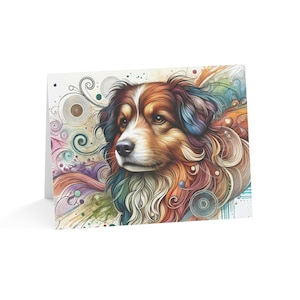 Juego de 10 tarjetas de felicitación artísticas personalizadas de pastor australiano: ideal para amantes de las mascotas, ocasiones especiales, deseos de cumpleaños y agradecimientos.
