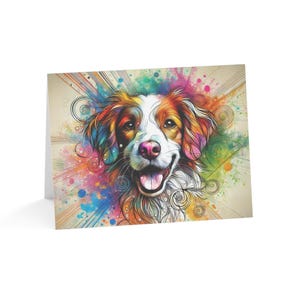 Juego de 10 tarjetas de felicitación artísticas personalizadas de Brittany con diseño de perro: elegantes y elegantes, perfectas para amantes de las mascotas, ocasiones especiales, deseos de cumpleaños y agradecimientos.