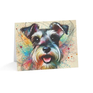Juego de 10 tarjetas de felicitación artísticas personalizadas de Schnauzer: elegantes y con estilo, perfectas para amantes de las mascotas, ocasiones especiales, cumpleaños y agradecimientos.