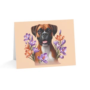 Juego de 10 tarjetas de felicitación con diseño de perro Boxer personalizado de primavera: divertidas y únicas, ideales para amantes de las mascotas, ocasiones especiales, deseos de cumpleaños y agradecimientos.