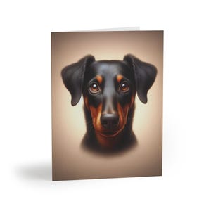 Dobermann Pinscher Hundeporträt-Grußset mit 8 anpassbaren Karten, Hundeliebhaber-Geburtstagsgeschenken, Dankesnotizen, Sympathien, Feiertagen