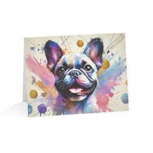 Juego de 10 tarjetas de felicitación con diseño de bulldog francés personalizado, ideal para amantes de las mascotas, ocasiones especiales, cumpleaños y agradecimientos.