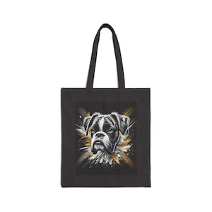 Boxer Hund Baumwollleinwand 15 "x 16"Einkaufstasche mit 20" Griffen - Perfekt für den täglichen Gebrauch und alle Gelegenheiten - Einzigartige geschätzte Geschenkoption