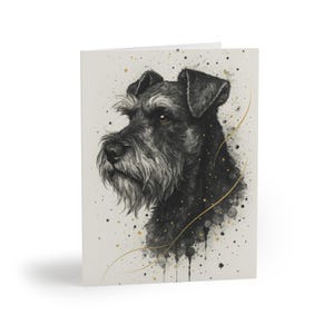 Schnauzer Elegant Dog Portrait Set of 8 Greeting Cards, Beautiful Unique Artistic Dog Card for Pet Lover, Birthday, Thank You, All Occasion
