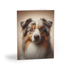 Australian Shepherd Dog Portrait Grußkarten-Set, anpassbare Haustierkarten, Hundeliebhaber-Geburtstagsgeschenke, Dankesnotizen, Sympathien, Feiertage