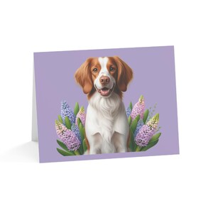 Juego de 10 tarjetas de felicitación con diseño de perro de primavera personalizado de Brittany: divertidas y únicas, ideales para amantes de las mascotas, ocasiones especiales, deseos de cumpleaños y agradecimientos.