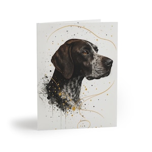 Ensemble de 8 portraits de chien élégant allemand à poil court, cartes de voeux, cartes artistiques pour les amoureux des animaux de compagnie, anniversaire de chien, merci, toutes les occasions