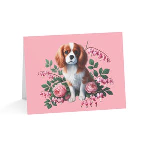 Cavalier King Charles Spaniel Custom Spring Art Dog Design Set mit 10 Grußkarten-Ideal für Tierliebhaber, besondere Anlässe, Geburtstagswünsche
