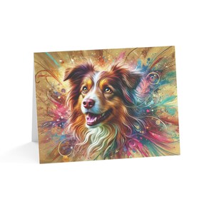Juego de 10 tarjetas de felicitación con diseño de pastor australiano personalizado, ideal para amantes de las mascotas, ocasiones especiales, deseos de cumpleaños y agradecimientos.