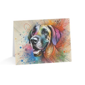 Juego de 10 tarjetas de felicitación artísticas personalizadas de gran danés: elegantes y con estilo, perfectas para amantes de las mascotas, ocasiones especiales, deseos de cumpleaños y agradecimientos.