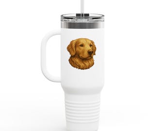 Golden Retriever 40 Unzen isolierter Reisebecher für Tierliebhaber in acht Farben, einzigartiges Haustier-Trinkgeschirr, stilvolle Tasse, Geschenk für Hundeliebhaber