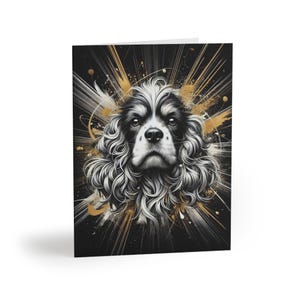 Lot de 8 cartes de voeux artistiques pour chien cocker, sentiment personnalisable pour animal de compagnie, cadeau d'anniversaire pour amoureux des chiens, mots de remerciement, sympathie, vacances
